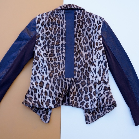 Cheetah fur leather armed jacket - Picture 2 of 9
